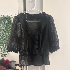 Dynamite Black Sheer Lace Blouse (mid length sleeve)